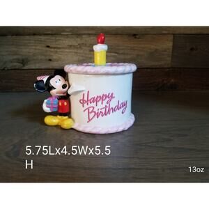 Disney Mickey Mouse TeleFlora Birthday Cake Ceramic Planter Vase Trinket.